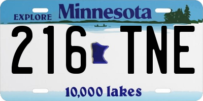 MN license plate 216TNE
