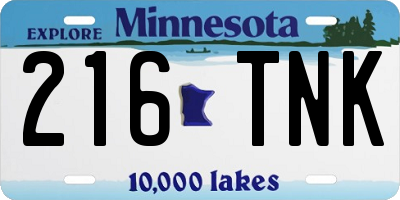 MN license plate 216TNK