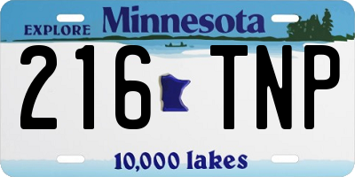 MN license plate 216TNP