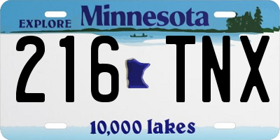 MN license plate 216TNX