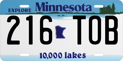 MN license plate 216TOB