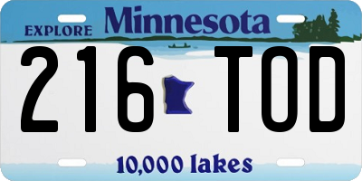 MN license plate 216TOD