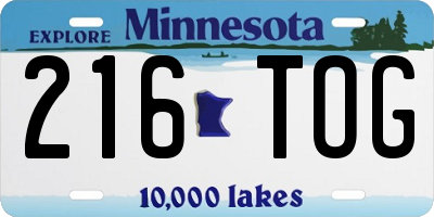 MN license plate 216TOG