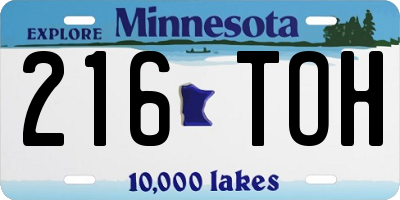 MN license plate 216TOH