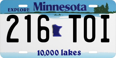 MN license plate 216TOI