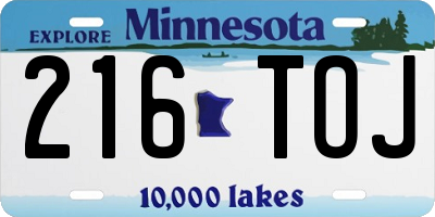 MN license plate 216TOJ