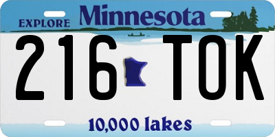 MN license plate 216TOK