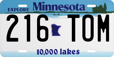 MN license plate 216TOM