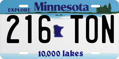 MN license plate 216TON