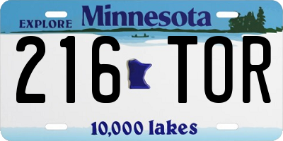 MN license plate 216TOR