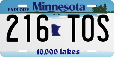 MN license plate 216TOS