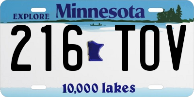 MN license plate 216TOV