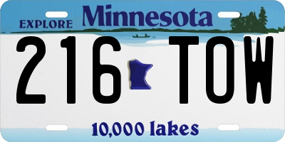 MN license plate 216TOW