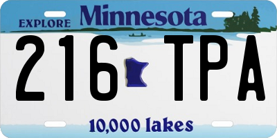 MN license plate 216TPA