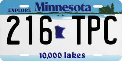 MN license plate 216TPC