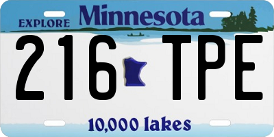MN license plate 216TPE