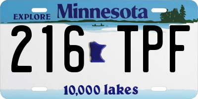 MN license plate 216TPF