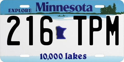 MN license plate 216TPM