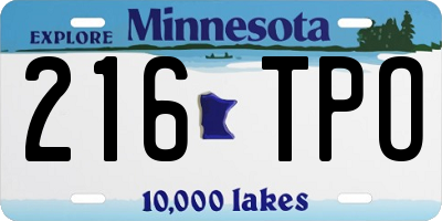 MN license plate 216TPO