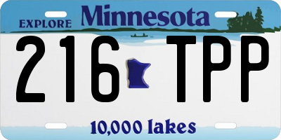 MN license plate 216TPP