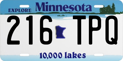 MN license plate 216TPQ
