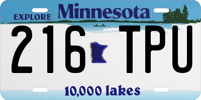 MN license plate 216TPU