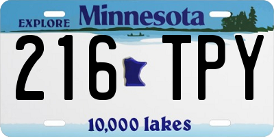 MN license plate 216TPY