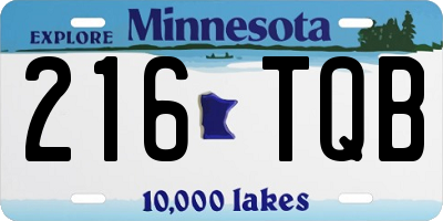 MN license plate 216TQB