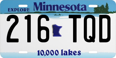 MN license plate 216TQD