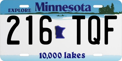 MN license plate 216TQF