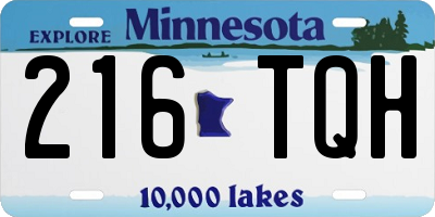 MN license plate 216TQH