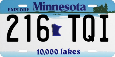 MN license plate 216TQI
