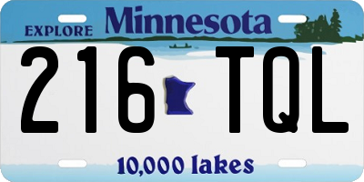 MN license plate 216TQL