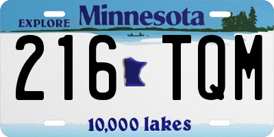 MN license plate 216TQM