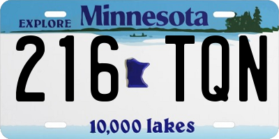 MN license plate 216TQN