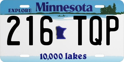 MN license plate 216TQP