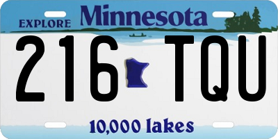 MN license plate 216TQU