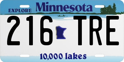 MN license plate 216TRE