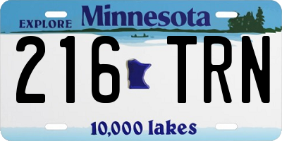 MN license plate 216TRN