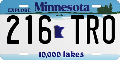 MN license plate 216TRO