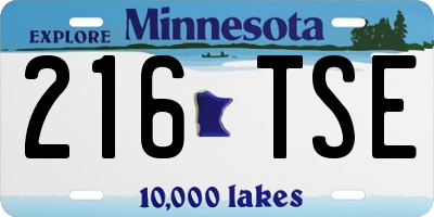 MN license plate 216TSE