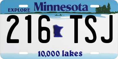 MN license plate 216TSJ