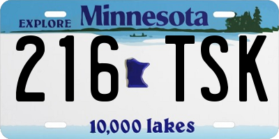 MN license plate 216TSK