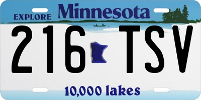 MN license plate 216TSV