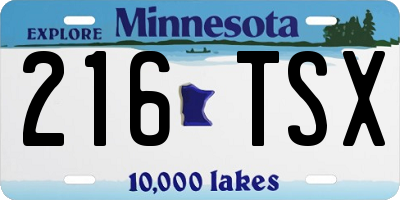 MN license plate 216TSX
