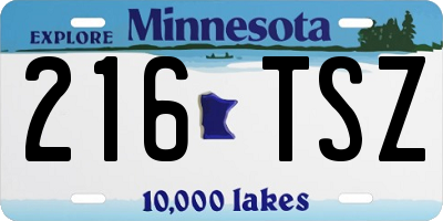 MN license plate 216TSZ