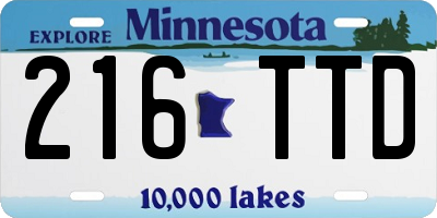 MN license plate 216TTD