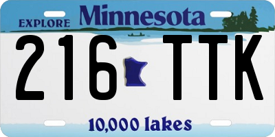MN license plate 216TTK