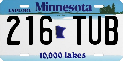 MN license plate 216TUB