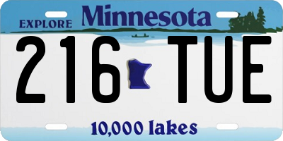 MN license plate 216TUE